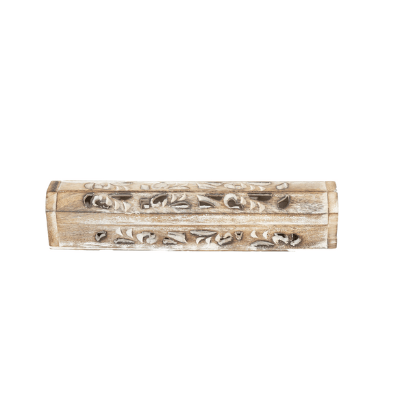 Antiqued Whitewash Coffin Box Incense Burner front