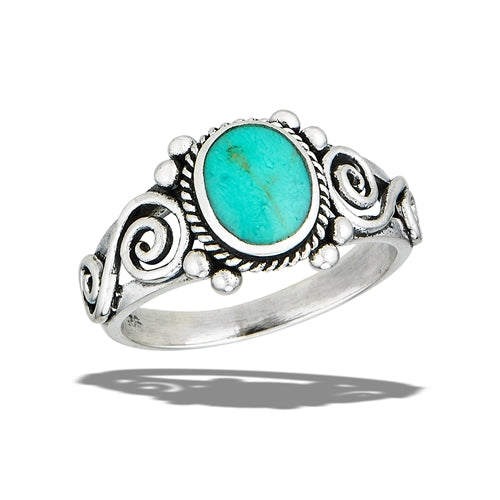 Sterling Silver Turquoise Bali Style Ring