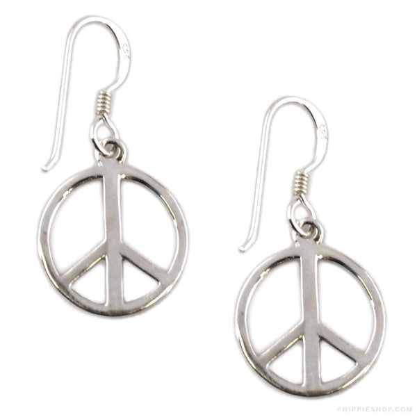 Classic Peace Sign Sterling Silver Earrings