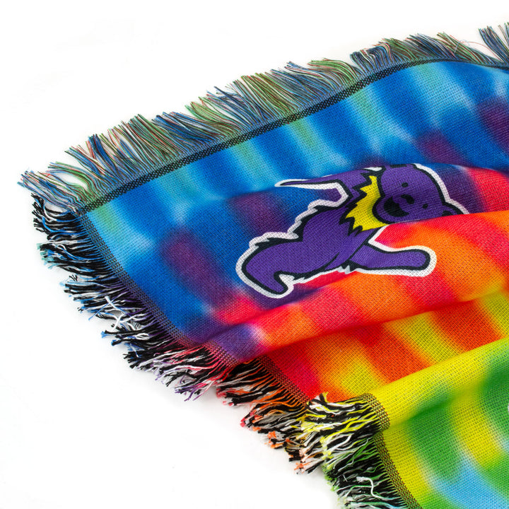 Grateful Dead Dancing Bears Tie Dye Woven Blanket
