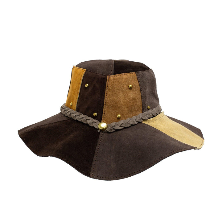Patchwork Leather Floppy Hat