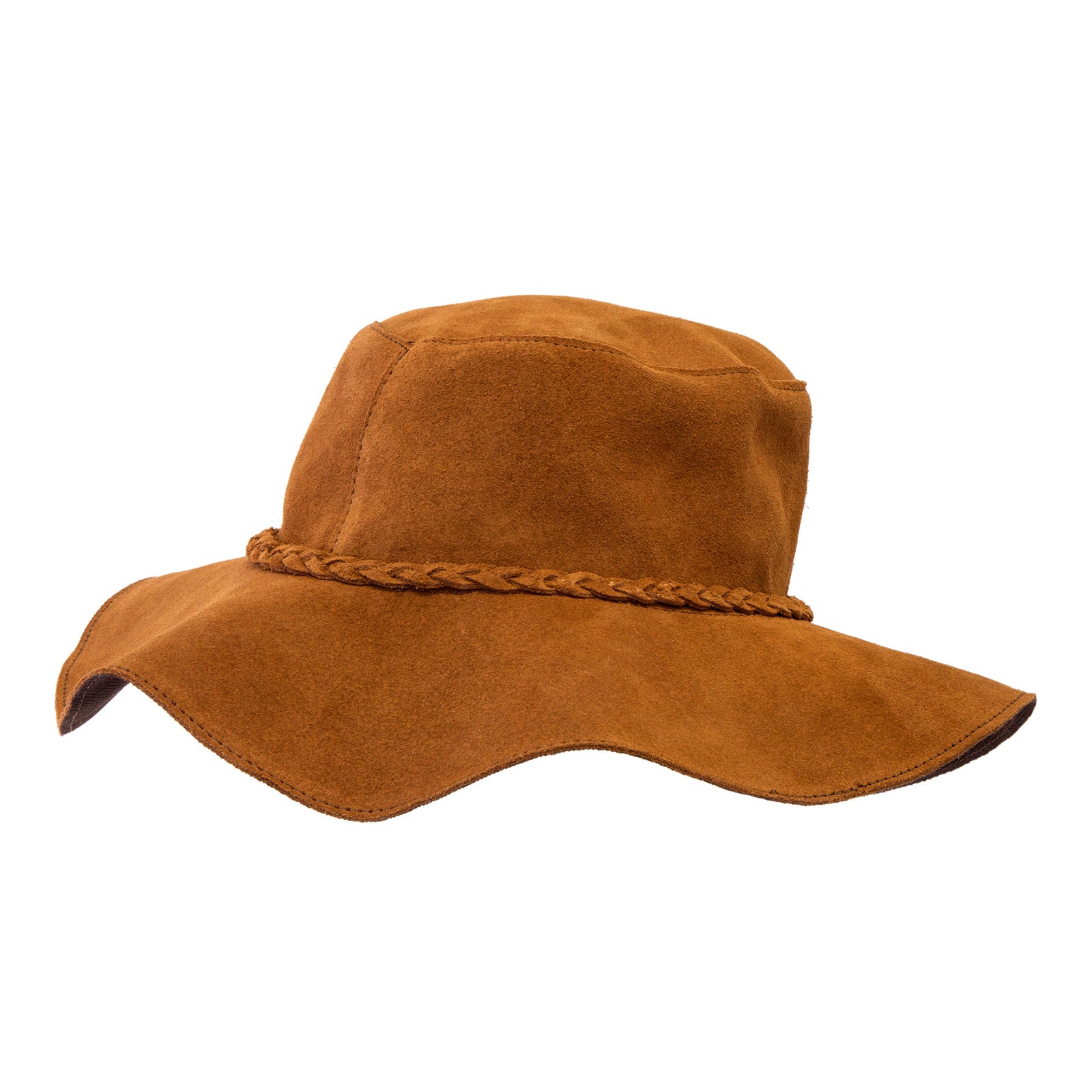 Suede Leather Floppy Hat Tobacco / M
