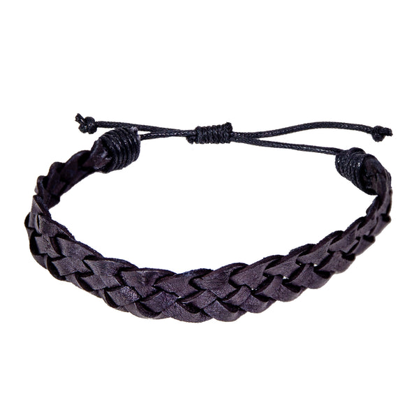 Wide Braided Leather Bracelet