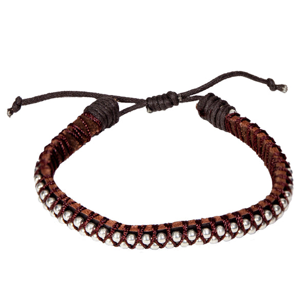 Leather and Metal Braided Bracelet