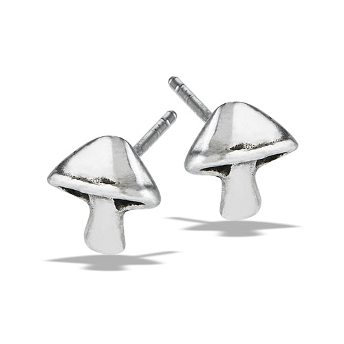 Sterling Silver Hooded Mushroom Stud Earrings