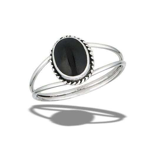 Sterling Silver Braided Black Onyx Ring