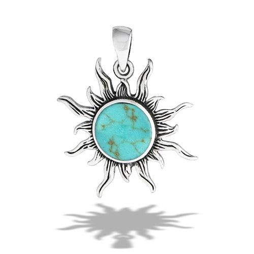 Sterling Silver Sunburst Turquoise Necklace