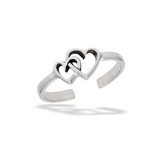 Sterling Silver Hearts Entwined Toe Ring