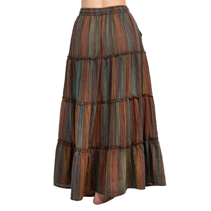 Striped Tiered Maxi Skirt