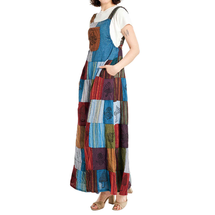 Striped Patchwork Pinafore Dress