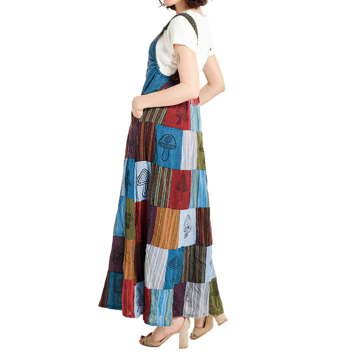 Striped Patchwork Pinafore Dress