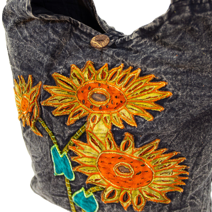 Sunflower Embroidered Shoulder Bag