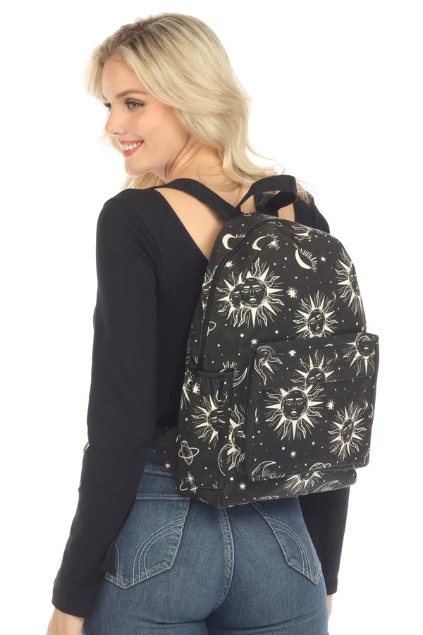 Sun Moon Celestial Pattern Print Backpack main image 1