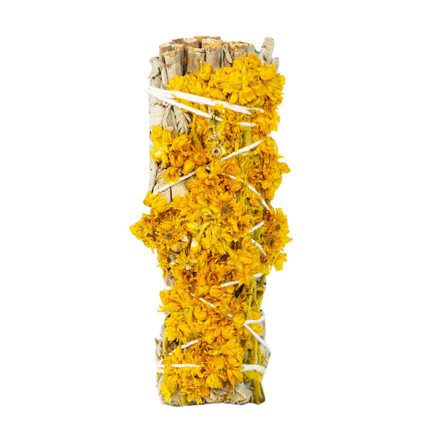 White Sage Smudge Stick with Yellow Muellein Flowers