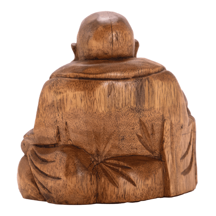 Laughing Buddha Wooden Statue back