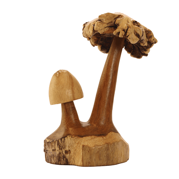 Double Mushroom Wooden Statue