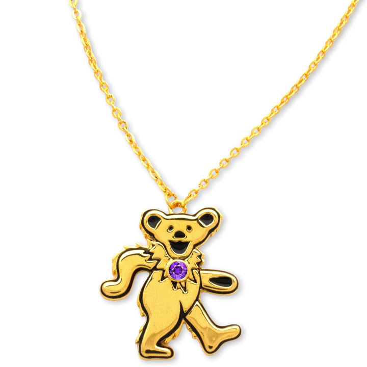 Grateful Dead Dancing Bear Birthstone Necklace | Gold - Hippie Shop