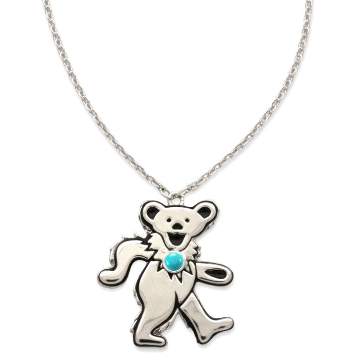 Grateful Dead Dancing Bear Birthstone Necklace | Silver - Hippie Shop