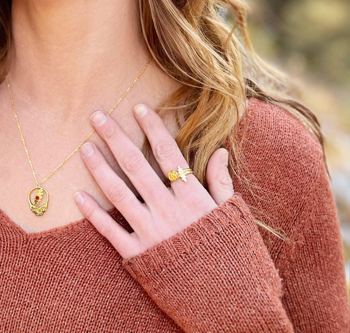 Grateful Dead Crazy Fingers Stacking Rings | Gold - Hippie Shop