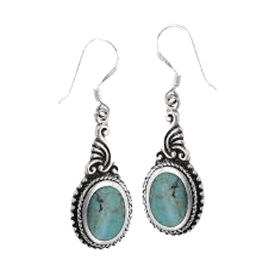 Blue Sun Turquoise and Sterling Silver Earrings - Hippie Shop