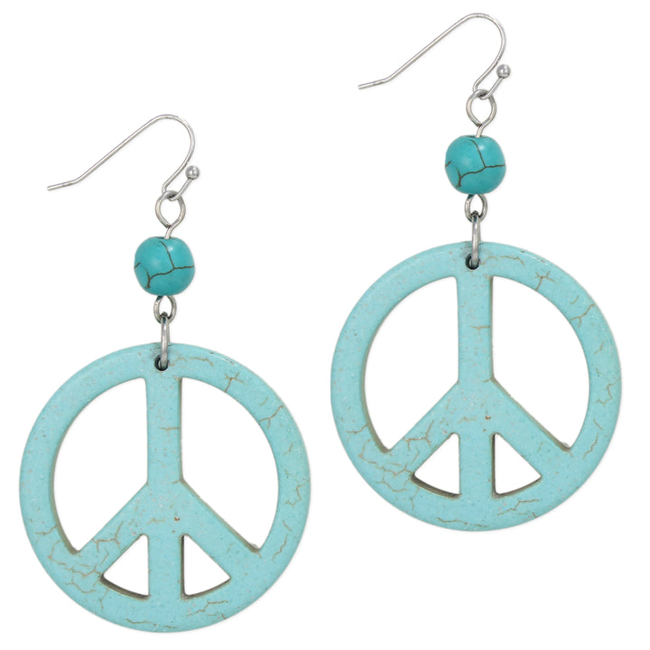 Turquoise Serenity Peace Sign Earrings