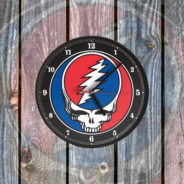 Grateful Dead Steal Your Face Clock on wood wall