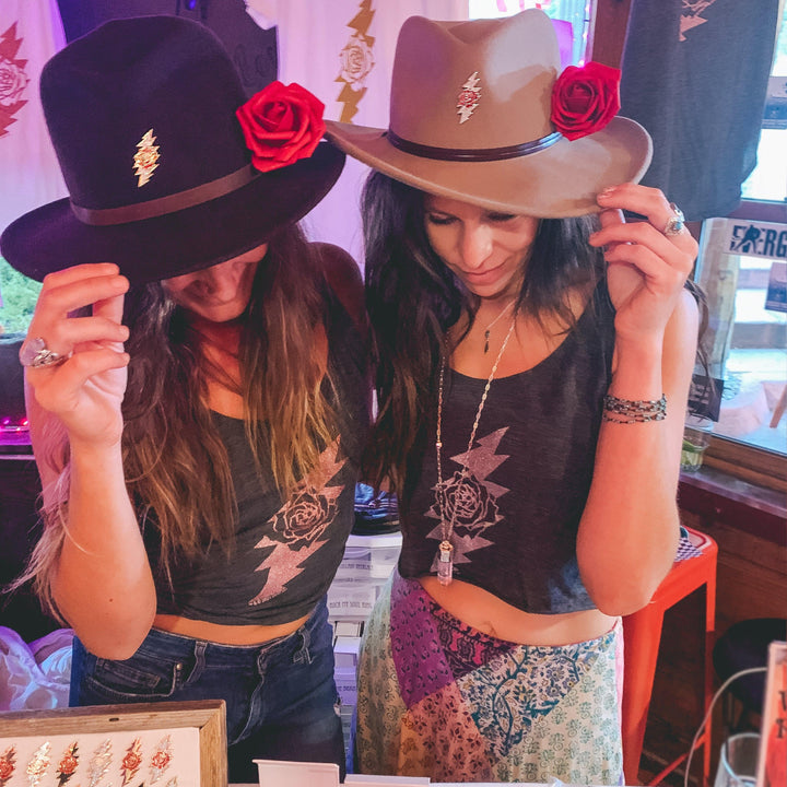 Grateful Dead Rose & Bolt Logo Pin | Rose Gold / Sparkle - Hippie Shop