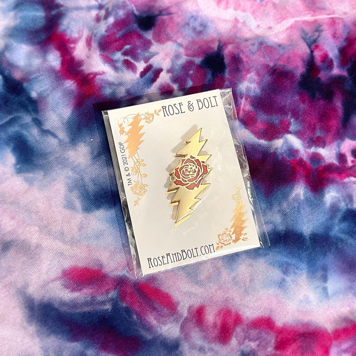 Grateful Dead Rose & Bolt Logo Pin | Gold - Hippie Shop