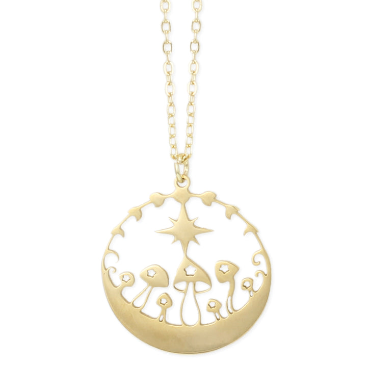 Gold Lunar Mushroom Necklace