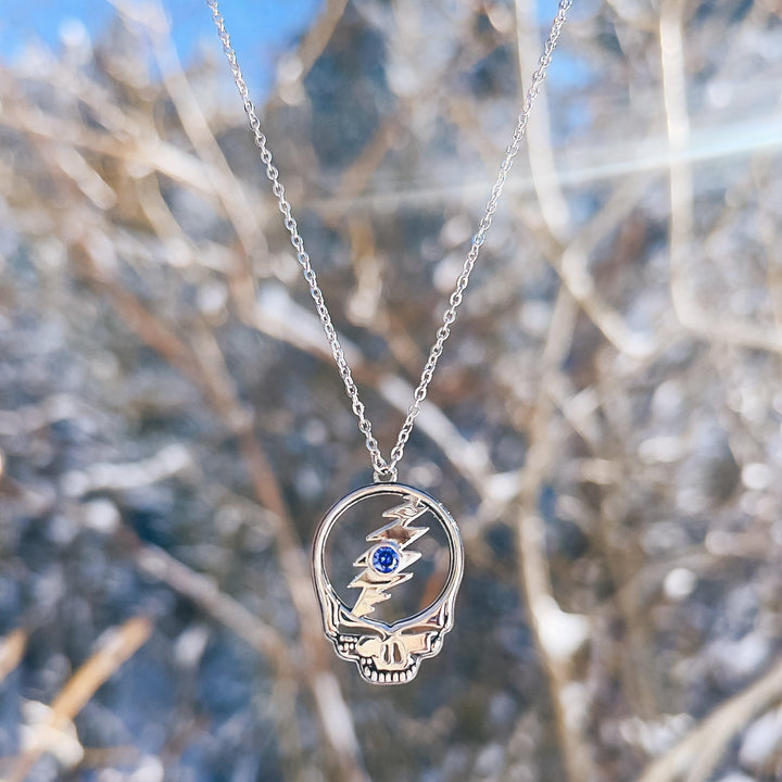 Grateful Dead Stealie Birthstone Necklace | Silver - Hippie Shop