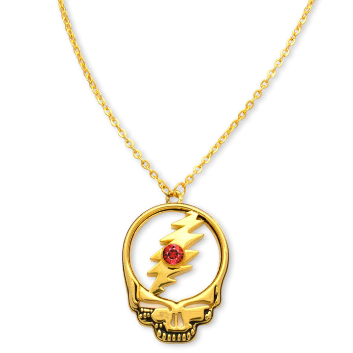 Grateful Dead Stealie Birthstone Necklace | Gold - Hippie Shop