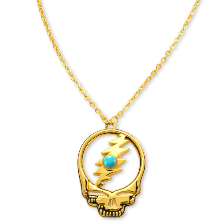 Grateful Dead Stealie Birthstone Necklace | Gold - Hippie Shop
