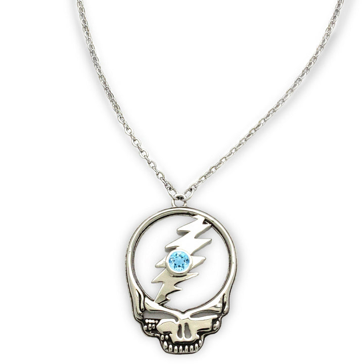 Grateful Dead Stealie Birthstone Necklace | Silver - Hippie Shop