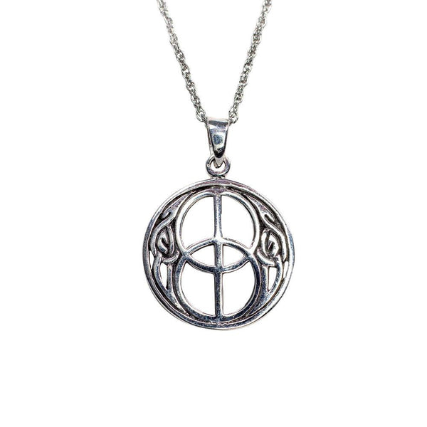 Double Peace Celtic Sterling Silver Necklace