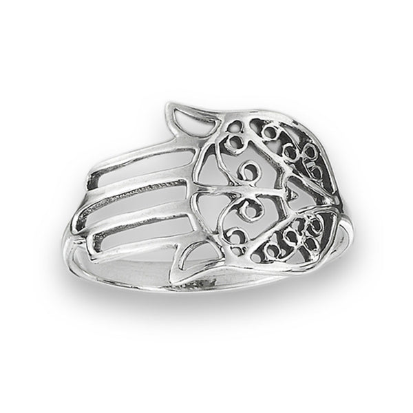 Hamsa Protection Sterling Silver Ring