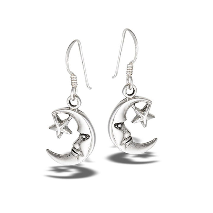 Moon & Star Sterling Silver Earrings