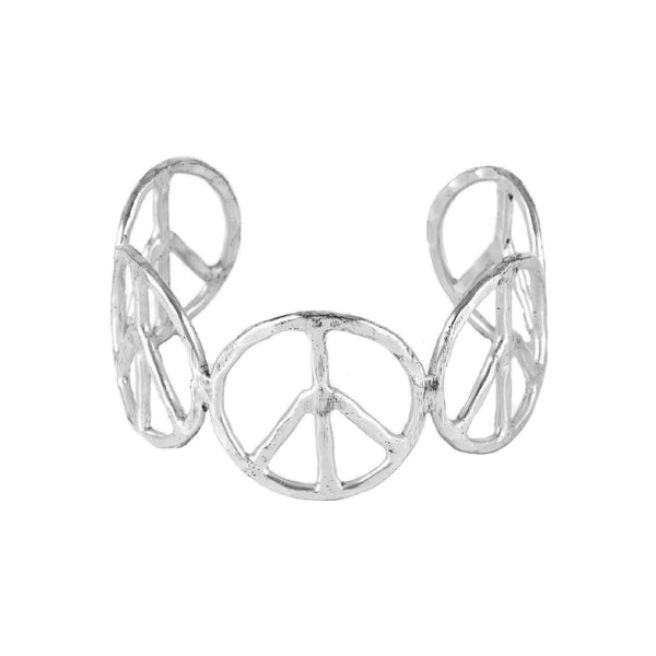 Hippie Hammered Peace Cuff Bracelet