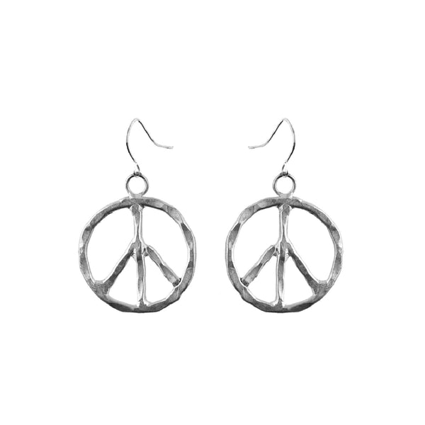 Hippie Hammered Peace Earrings