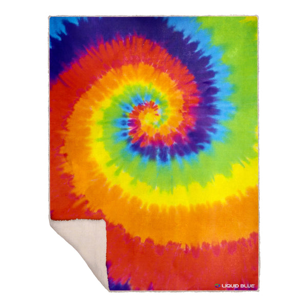 Rainbow Spiral Tie Dye Fleece Blanket