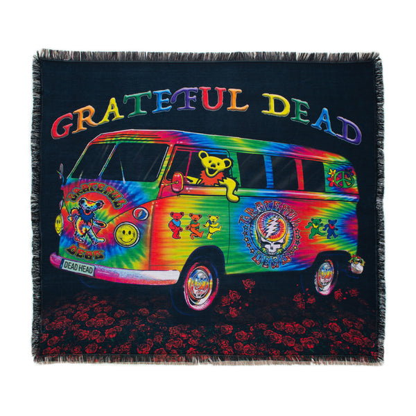 Grateful Dead Van Tie Dye Woven Blanket