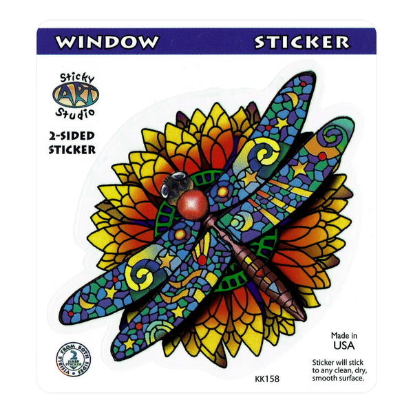Stained Glass Dragonfly 2Sided Window Sticker