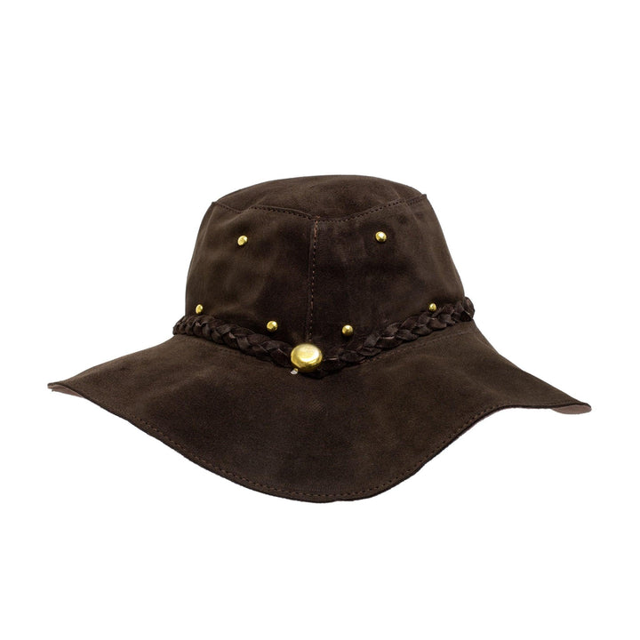 Brown Leather Floppy Hat