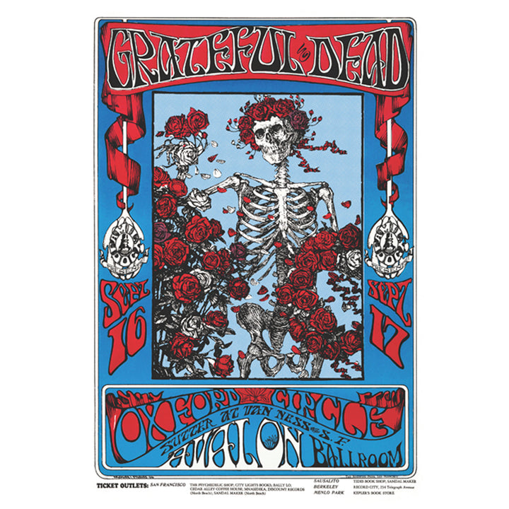 Grateful Dead Skeleton & Roses Poster