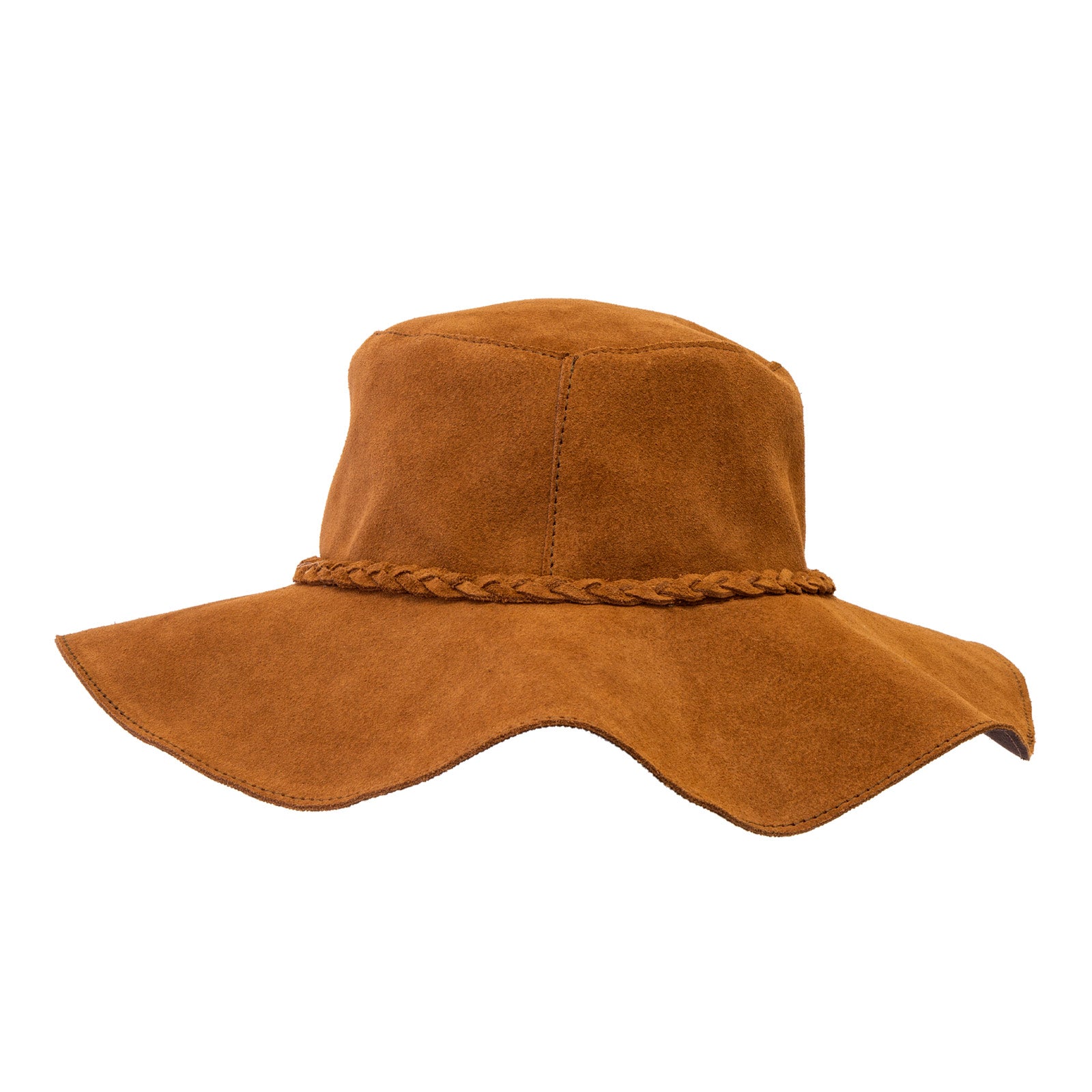 Suede Leather Floppy Hat Stone / XL