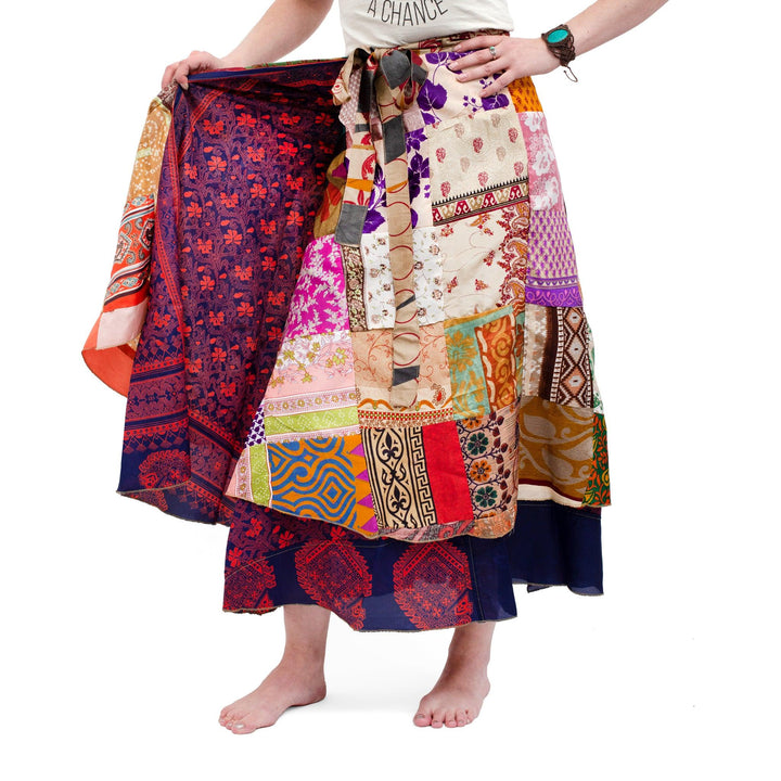 Perfectly Patchwork Wrap Skirt