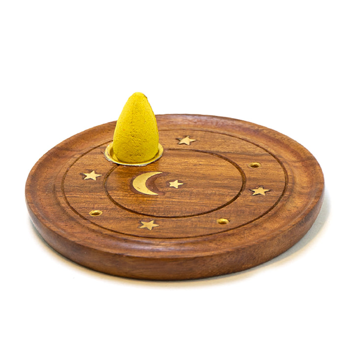 Moon and Star Round Cone and Stick Incense Burner