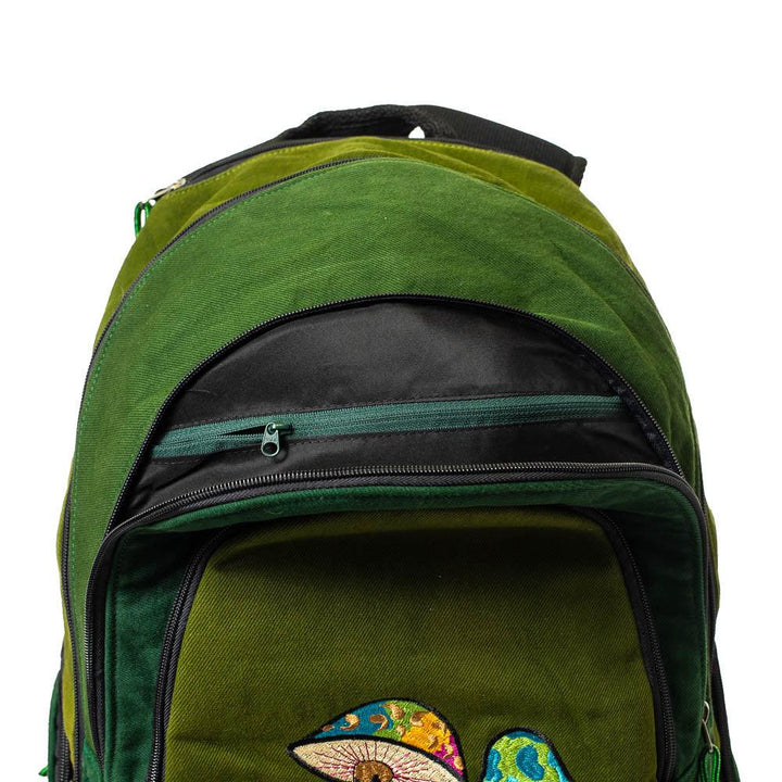 Mushroom Embroidered Denim Backpack