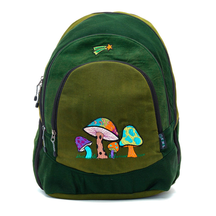 Mushroom Embroidered Denim Backpack