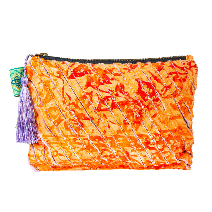 Batik Ribbed Zippered Pouch