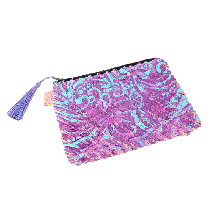 Batik Ribbed Zippered Pouch